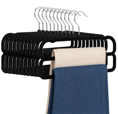 Productafbeelding van Broekhangers - Zwart fluweel, antislip, 10 stuks