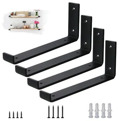 Immagine prodotto di Omgoods - Set di 4 supporti per mensole in acciaio robusto con bordi rialzati