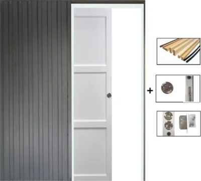 Immagine prodotto di Porta scorrevole Korya bianca a 3 ante H204 x L93 cm, con incasso, kit di finitura Gd Menuserie