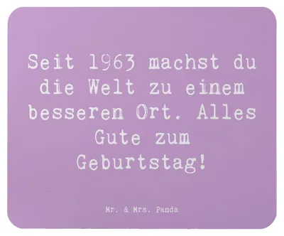 Produktbild von Mr. & Mrs. Panda Mauspad Spruch 1963 Geburtstag - Lavendeltraum - Geschenk, geboren, Mousepad, Geburtsjahr, Erinnerungen, Seit, Mouse Pad, mousematte, Alter, laptop