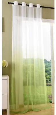 Produktbild von Schal transparent Farbverlauf Vorhang mit Ösen Gardine Voile, 1 Stück 245x140, Apfelgrün, 204202