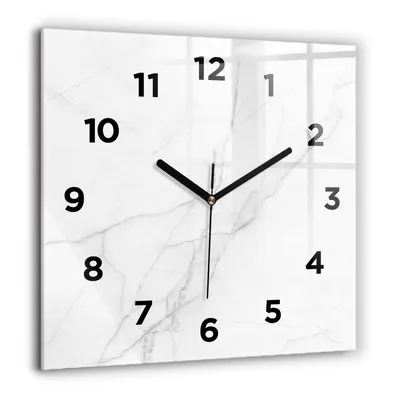 Produktbild von Wallfluent Große Wanduhr – Stilles Quarzuhrwerk - Uhr Dekoration Wohnzimmer Schlafzimmer Küche - Zifferblatt - schwarze Zeiger - 60 cm - Dekorativer Marmor