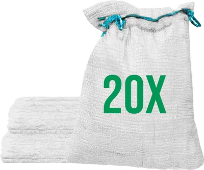 Produktbild von Bazko 20 Stück Raschelsäcke 35x50cm 5kg | weiß | Netzsäcke mit Zugband Kartoffelsack Zwiebelsäcke Brennholz Kaminholzsäcke