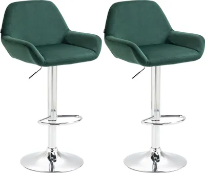 Produktbild von 2er Set Barhocker HLO-CP8 Samt chrom  dunkelgrün