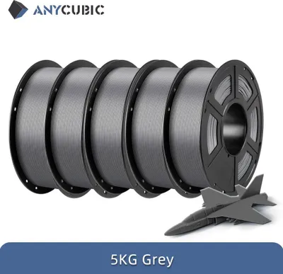 Image de Filament PLA pour imprimante 3D - FDM 1,75 mm - Poids 5 kg - Pour imprimantes 3D - Gris
