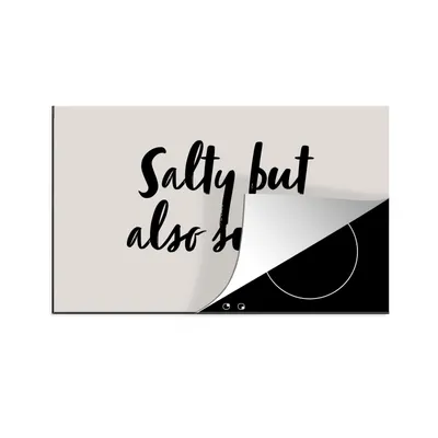 Produktbild von KitchenYeah© Herdabdeckplatte Zitate - Humor - Sprichwörter - Salzig aber auch süß - Kochen , 91x52cm, Küche Deko, Glaskeramikkochfeld Herdabdeckung, Abdeckplatte fùr Kochfeld