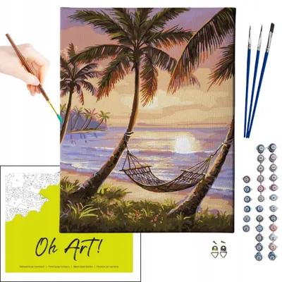 Produktbild von Oh Art! – Malen nach Zahlen Set Landschaft – 40x50cm, mit Holzrahmen und Pinseln DIY