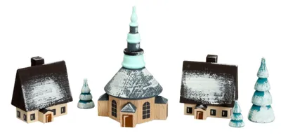 Produktbild von Weihnachtsdekoration Dorf Seiffen mit Ringelbäumchen winterlich Höhe 7 cm NEU