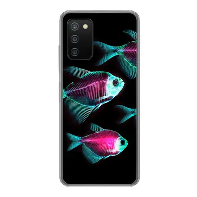 Produktbild von MuchoWow® Handyhülle Schutzhülle Hülle für Samsung Galaxy A03s Fisch - Lila - Blau Silikon Softcase Handy Hülle - Schutz