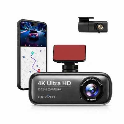 Zdjęcie produktu dla Kamera samochodowa FARROT V26C 4K Dual (przód + tył) GPS WiFi ADAS tryb parkingowy HDR G-sensor USB-C obsługa microSD do 256GB