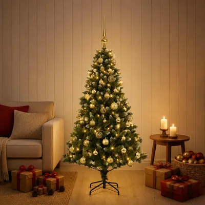 Productafbeelding van Kunstkerstboom met Ballen 150 cm 150 LED's Warmwit