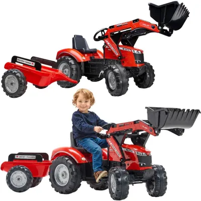 Immagine prodotto di Trattore a pedali Falk Massey Ferguson 8740s con benna e rimorchio 3-7 anni