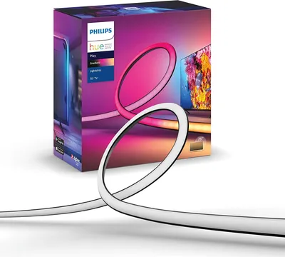 Produktbild von Philips Hue White and Color ambiance Hue Play Gradient Lightstrip 75 Zoll und größer, Intelligenter Leuchtstreifen, Bluetooth/Zigbee, Schwarz, Silikon, Multi, 1100 lm