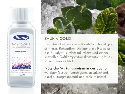 Produktbild von FLORAGE 100ml Saunaduft Sauna-Gold Konzentrat Saunaaufguss Saunaöl Sauna Aufguss