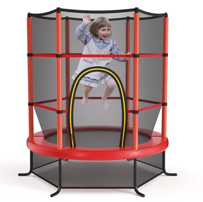 Produktbild von Gartentrampolin Ø165 cm mit Sicherheitsnetz & Randabdeckung Rot