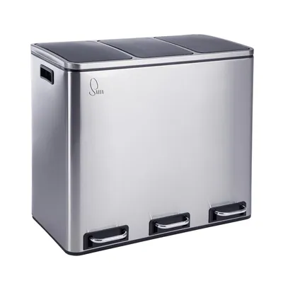 Image de SVITA TM3X18 Poubelle à pédale 54 litres 3x 18L Poubelle Tri sélectif Acier inoxydable Argent