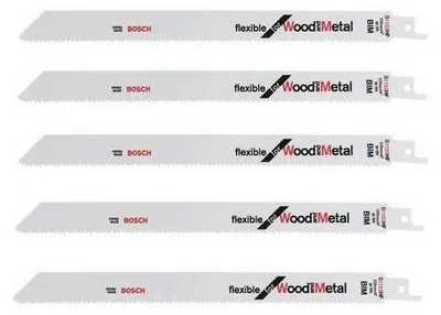 Image de Lot de 5 lames de scie sabre S 1122 HF BOSCH 2608656021 pour bois et métal