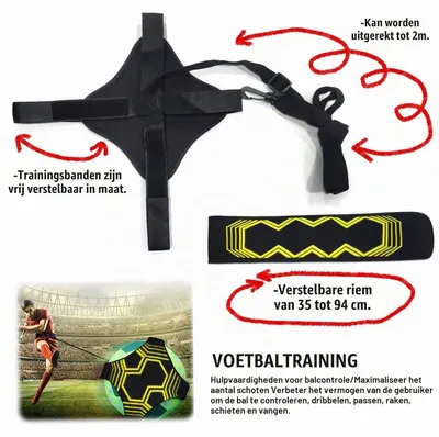 Produktbild von Fußball-Trainingsgurt Fußballtrainingsgurt - Verstellbar 35 bis 94 cm - Elastisch bis 2 m - Schwarz