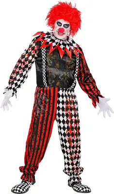 Produktbild von Halloween Kostüm "Killerclown" für Herren - Schwarz Rot | Blutiger Horror Anzug Variante: XXL