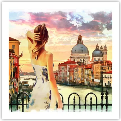 Produktbild von Poster - Poster ohne Rahmen - Venedig Brücke Wasser - 60x60 cm - Wand Bild - Wanddeko - Wandbilder - Kunstposter - Wandposter - Bilder - Kunstdruck - Wanddekoration - Wandbild - P2XAC60x60-3495