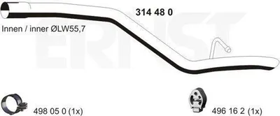 Produktbild von ERNST Abgasrohr Auspuffrohr für FORD Focus II Schrägheck (DA, HCP, DP) Hinten 314480