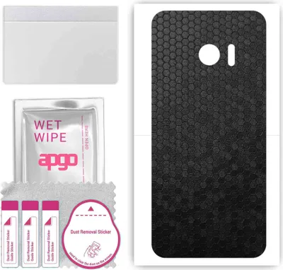 Produktbild von apgo Rückseite Schutzfolie, Skin, kompatibel mit HTC 10, Hinten Displayschutzfolie aus Vinylfolie, kratzfest, einfache Montage - Schwarze Honigwabe