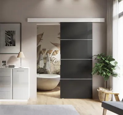 Productafbeelding van RICO PLUS Schuifdeur, zwart + wit, met soft-close systeem, 86 cm