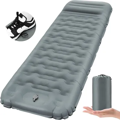 Obrázok produktu pre Samonafukovací matrac 12 cm, pre kempovanie, karimatka s nožnou pumpou, kompaktná