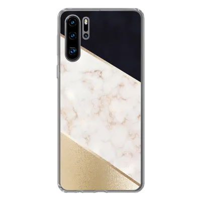Produktbild von MuchoWow® Handyhülle Schutzhülle Hülle für Huawei P30 Pro Marmor - Gold - Rosa Silikon Softcase Handy Hülle - Schutzdeckel