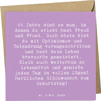 Produktbild von Mr. & Mrs. Panda doppelkarte Spruch 66. Geburtstag - Lavendeltraum - Geschenk, Glückwunschkarte, Jubiläum, Geschenke, Happy Birthday, Klappkarte, anlasskarte, faltkarte