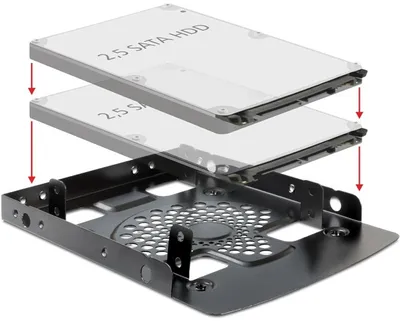 Produktbild von Einbaurahmen 3.5?, 2 x 2.5? HDD, Delock® [18198]