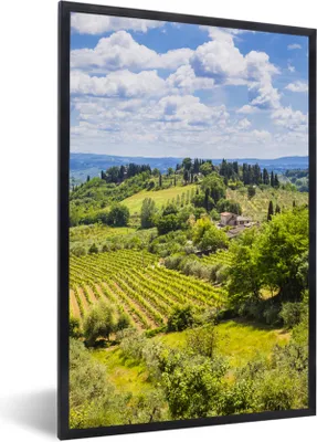 Produktbild von MuchoWow® Gerahmtes Poster Weinberge in der mittelalterlichen Stadt San Gimignano in Italien 60x90 cm - Poster mit Schwarzem Bilderrahmen Wandposter Rahmen Foto Bilder - Kunst