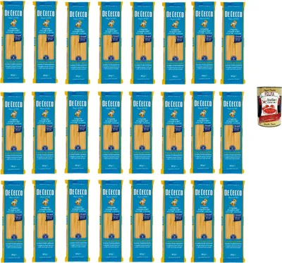 Produktbild von De Cecco Linguine Grandi N°407, 100% Italienisch Pasta Nudeln 24x 500g + Italian Gourmet Polpa 400g