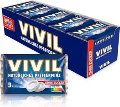 Produktbild von VIVIL Natürliche Pfefferminzbonbons ohne Zucker | 20 x 3er Pack