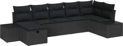 Immagine prodotto di vidaXL Set di divani con cuscini 7 pezzi in polirattan