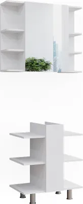 Immagine prodotto di Set di mobili da bagno Vicco Fynn Bianco 2 parti, mobile lavabo e mobile specchio per bagno, Model 50010