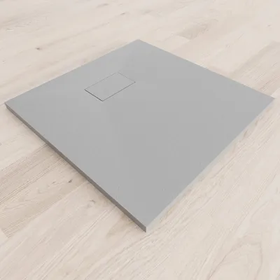 Produktbild von i-flair SMC Duschwanne 80x80 cm – 26 mm flach inkl. Ablaufgarnitur mit Deckel, Grau