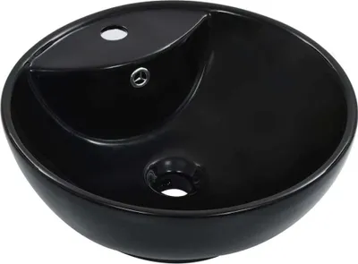 Produktbild von ZMH Waschbecken mit Überlauf 46,5 x 18 cm Keramik Schwarz