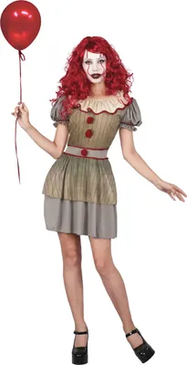 Produktbild von Gruseliges Horror-Clown-Kostüm für Damen gold-grau - XL