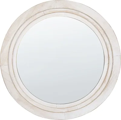 Image de BELIANI Miroir mural crème blanc MDF ø 60 cm rond décoratif fait main design scandinave