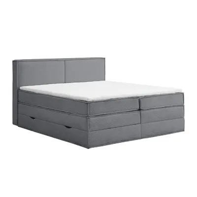 Produktbild von Boxspringbett KAIRO mit Bettkasten 160 x 200 cm Boucle` Anthrazit mit Visco Topper Bett Bettkasten Taschenfederkern