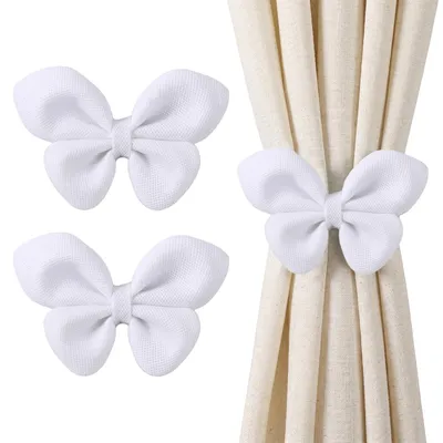 2er Set magnetische Gardinenhalter, Polyester, weiß, 40 cm