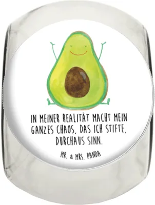 Produktbild von Mr. & Mrs. Panda Teedose Avocado Glücklich L 870ml - Weiß - Geschenk, Kaffeedose, Chaos, Süßigkeiten Glas, Bonboniere, Vorratsdose, Süßigkeitenglas, Freude, Verrückt