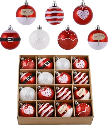 Immagine prodotto di Valery Madelyn, baubles di Natale 16 pezzi 6cm baubles di Natale rosso