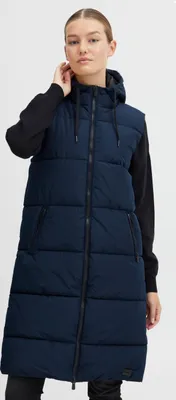 Produktbild von OXMO OXSolice Damen Weste Outdoor-Weste Lange Weste seitliche Reißverschlüsse mit hochabschließendem Kragen Kapuze mit Kordelzug