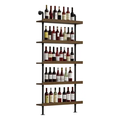 Produktbild von Weinregal Wand mit RGB LED, 5 Ebenen Barregal, Flaschenregal 100 x 20 x 180 cm