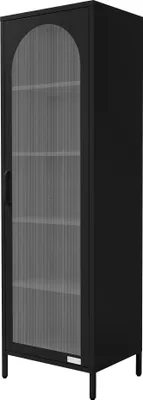 Obrázok produktu pre ML-Design Vitrína 45x145x35 cm, čierna, úzka vitrína s 5 policami a 1 dverami Kovová skriňa z ocele, kartotéka Kancelárska skriňa Vysoká skriňa