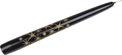 Produktbild von Spitzkerze "Glitzersterne" Schwarz 240/24 mm, Weihnachtskerzen von Steinhart Kerzen in RAL-Kerzen Güte Qualität