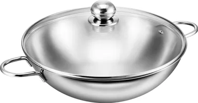 Produktbild von Kopf Wok Josie (Edelstahl, Ø 32 cm, inkl. Glasdeckel, Induktion) silber