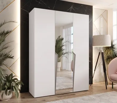 Obrázek produktu pro Elegantní skříň 150 cm SORAYA 2 se zrcadlem - bílá / kašmírové úchyty